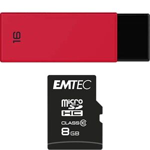 Emtec Pack Support de Stockage Rapide et Performant : Clé USB 2.0 Séries Runners 16 Go + Carte MicroSD Gamme Classic Classe 10-8 GB - Publicité