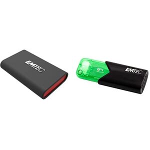 Emtec Pack Mobilité : Disque SSD Externe X210 + clés USB Click Easy Clé USB 3.0 (3.2) Click Easy B110 64GB Verte - Publicité