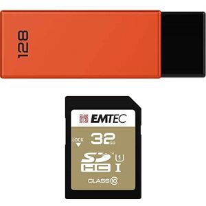 Emtec Pack Support de Stockage Rapide et Performant : Clé USB 2.0 Séries Runners 128 Go + Carte MicroSD Gamme Elite Gold Classe 10-32 GB - Publicité