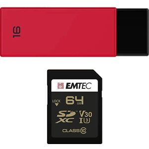 Emtec Pack Support de Stockage Rapide et Performant : Clé USB 2.0 Séries Runners 16 Go + Carte MicroSD Gamme Speedin Classe 10-64 GB - Publicité