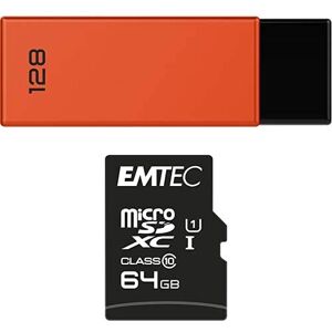 Emtec Pack Support de Stockage Rapide et Performant : Clé USB 2.0 Séries Runners 128 Go + Carte MicroSD Gamme Elite Gold Classe 10-64 GB - Publicité