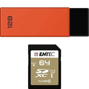 Emtec Pack Support de Stockage Rapide et Performant : Clé USB 2.0 Séries Runners 128 Go + Carte MicroSD Gamme Elite Gold Classe 10-64 GB - Publicité