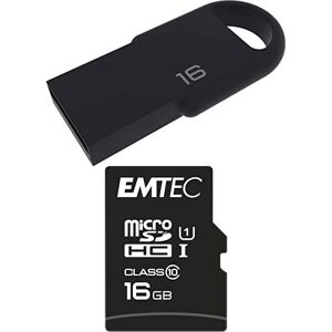 Emtec Pack Support de Stockage Rapide et Performant : Mini Clé USB 2.0 Séries Runners 16 Go + Carte MicroSD Gamme Elite Gold Classe 10-16 GB - Publicité