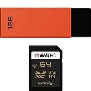 Emtec Pack Support de Stockage Rapide et Performant : Clé USB 2.0 Séries Runners 128 Go + Carte MicroSD Gamme Speedin Classe 10-64 GB - Publicité