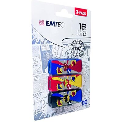 EMTEC ECMMD16GM700SHP3 Lot de 3 clés USB M700 Super Hero 16 Go - Publicité EMTEC ECMMD16GM700SHP3 Lot de 3 clés USB M700 Super Hero 16 Go - Publicité