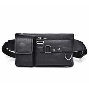 TATSEN Hommes Taille Fanny Pack Ceinture Bum Sac Sac à Main Pochette Voyage mâle PU Cuir Croix Corps épaule Messager Fronde Poitrine Hanche Sacs ( Color : Black , Size : 26*5*14.5cm ) - Publicité