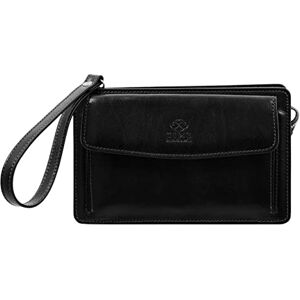 Time Resistance Pochette en cuir pour homme Sac de poignet fait à la main en Italie Noir - Publicité