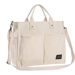 GloriaNguyen Sacs en toile avec fermeture Éclair et poches, fourre-tout, sac à main/bandoulière multifonction pour l’école, le travail, les voyages, la plage et l’utilisation quotidienne, blanc, - Publicité GloriaNguyen Sacs en toile avec fermeture Éclair et poches, fourre-tout, sac à main/bandoulière multifonction pour l’école, le travail, les voyages, la plage et l’utilisation quotidienne, blanc, - Publicité