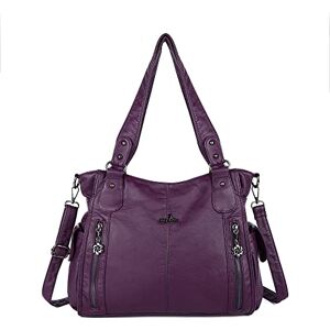 Angel Kiss Angelkiss 2 Sacs à Main Femmes Cuir Sacs Portés Main Bourses en Cuir Lavé Top Zippers Multi Pockets Sacs à Bandoulière (Violet) - Publicité Angel Kiss Angelkiss 2 Sacs à Main Femmes Cuir Sacs Portés Main Bourses en Cuir Lavé Top Zippers Multi Pockets Sacs à Bandoulière (Violet) - Publicité