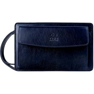 Time Resistance Pochette en cuir pour homme Sac de poignet fait à la main en Italie Bleu - Publicité