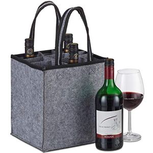 Relaxdays Sac à récipients, 9 Bouteilles, Porte-Boissons, pour vin, bière, consignes, collecteur, 45x24x24 cm, Gris - Publicité Relaxdays Sac à récipients, 9 Bouteilles, Porte-Boissons, pour vin, bière, consignes, collecteur, 45x24x24 cm, Gris - Publicité