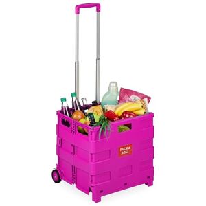 Relaxdays Chariot de Courses Pliable, 2 Roues, poignée téléscopique, jusqu'à 35 kg, Poussette de marché, Rose - Publicité Relaxdays Chariot de Courses Pliable, 2 Roues, poignée téléscopique, jusqu'à 35 kg, Poussette de marché, Rose - Publicité