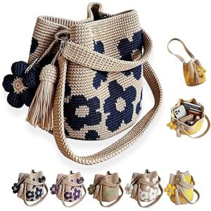 GHRKLP Sac fourre-tout à fleurs en crochet fait à la main, sac à bandoulière en maille beige renforcée avec charme floral, vacances d'été à la plage et marché fermier, marché de grande capacité(Style B) - Publicité GHRKLP Sac fourre-tout à fleurs en crochet fait à la main, sac à bandoulière en maille beige renforcée avec charme floral, vacances d'été à la plage et marché fermier, marché de grande capacité(Style B) - Publicité