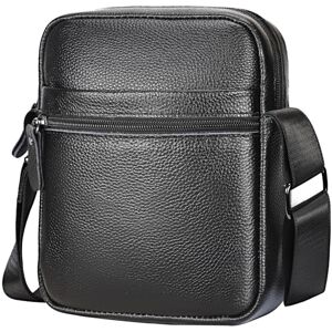 Sac à Bandoulière En Cuir Véritable Pour Homme - Sacoche Décontractée Grande Capacité (18x22x8 Cm), Sangle Ajustable, Pour Voyage, Quotidien, Shopping