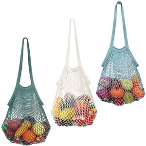 YANJINGHE 3 Pièces Sacs à Provisions en Coton, Sacs en Filet Réutilisables, Filet de Courses en Coton, Coton Naturel Portable Sac a Provision Filet avec Manche Long pour Fruits, Légumes, Jouets (3 Couleurs) - Publicité YANJINGHE 3 Pièces Sacs à Provisions en Coton, Sacs en Filet Réutilisables, Filet de Courses en Coton, Coton Naturel Portable Sac a Provision Filet avec Manche Long pour Fruits, Légumes, Jouets (3 Couleurs) - Publicité