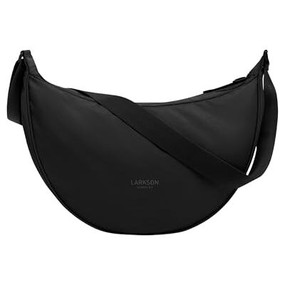LARKSON Sac Bandoulière Femme & Homme Noir Solveig Large Sac bandoulière style demi-lune, sac à épaule demi-rond, design moon bag, résistant à l'eau - Publicité LARKSON Sac Bandoulière Femme & Homme Noir Solveig Large Sac bandoulière style demi-lune, sac à épaule demi-rond, design moon bag, résistant à l'eau - Publicité