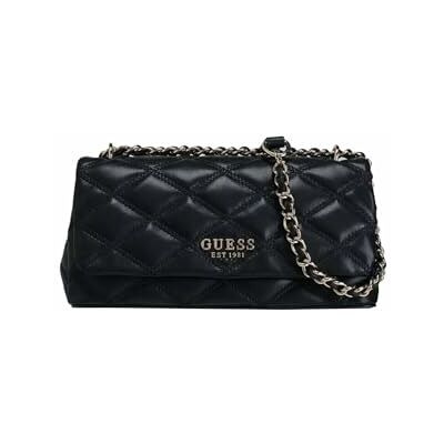 Guess Sac bandoulière rembourré, 1981 EST, noir avec chaîne argentée, Noir - Publicité Guess Sac bandoulière rembourré, 1981 EST, noir avec chaîne argentée, Noir - Publicité