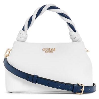 Guess Sac à main avec poignée tressée, couleur blanc et bleu marine, design élégant, blanc - Publicité Guess Sac à main avec poignée tressée, couleur blanc et bleu marine, design élégant, blanc - Publicité