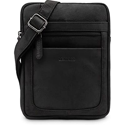 LEABAGS Sac bandoulière en cuir pour hommes et femmes Sac messager avec bandoulière Sac à bandoulière Sac de travail Sac de transport Sac à main Cuir véritable Noir naturel - Publicité LEABAGS Sac bandoulière en cuir pour hommes et femmes Sac messager avec bandoulière Sac à bandoulière Sac de travail Sac de transport Sac à main Cuir véritable Noir naturel - Publicité