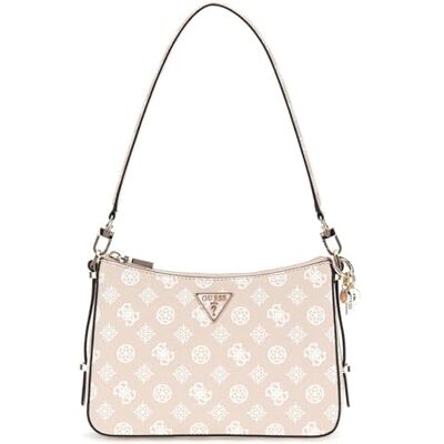 Guess Eco Erica Top Zip Shoulder Bag Sand Logo - Publicité Guess Eco Erica Top Zip Shoulder Bag Sand Logo - Publicité