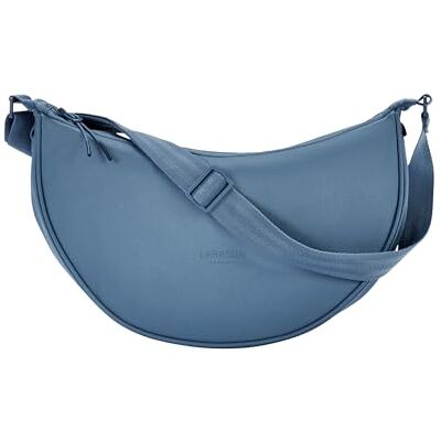 LARKSON Sac Bandoulière Femme & Homme Bleu Solveig Medium Sac bandoulière style demi-lune, sac à épaule demi-rond, design moon bag, résistant à l'eau - Publicité LARKSON Sac Bandoulière Femme & Homme Bleu Solveig Medium Sac bandoulière style demi-lune, sac à épaule demi-rond, design moon bag, résistant à l'eau - Publicité