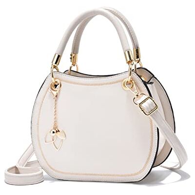 NICOLE & DORIS Sac à Main Rond Femme Petit Sac Bandoulière PU Cuir Sac Epaule Mignon Mini Sac Besace Sac Messenger Fille Crossbody Bag Avec Pendentif Blanc - Publicité NICOLE & DORIS Sac à Main Rond Femme Petit Sac Bandoulière PU Cuir Sac Epaule Mignon Mini Sac Besace Sac Messenger Fille Crossbody Bag Avec Pendentif Blanc - Publicité