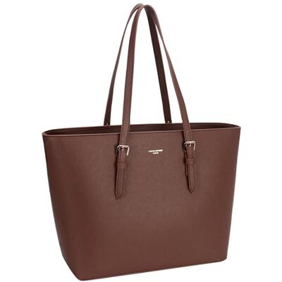 David Jones Sac à Main Cabas Fourre-Tout Femme Grand Format Sac Cours Lycée Fille Sac Shopping Porté Epaule Cuir PU Anse Longue Shopper Grande Capacité A4 Sac Etudiante Travail Marron - Publicité David Jones Sac à Main Cabas Fourre-Tout Femme Grand Format Sac Cours Lycée Fille Sac Shopping Porté Epaule Cuir PU Anse Longue Shopper Grande Capacité A4 Sac Etudiante Travail Marron - Publicité