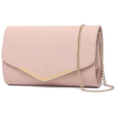 Miss Lulu Femme Pochette et Clutches Soirée, Sac Enveloppe Effet Daim à Chaîne - Publicité Miss Lulu Femme Pochette et Clutches Soirée, Sac Enveloppe Effet Daim à Chaîne - Publicité