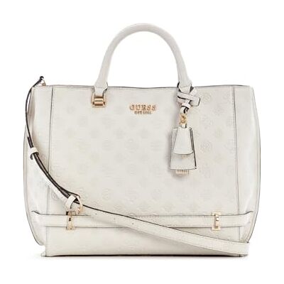 Guess Zarela Girlfriend Tote Cream White Logo - Publicité Guess Zarela Girlfriend Tote Cream White Logo - Publicité
