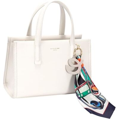 David Jones Sac à main Femme Ville Porté main Similicuir lisse PU Accessoire Foulard Taille Moyenne Pratique chic classique été élégant (Coconut Cream) - Publicité David Jones Sac à main Femme Ville Porté main Similicuir lisse PU Accessoire Foulard Taille Moyenne Pratique chic classique été élégant (Coconut Cream) - Publicité