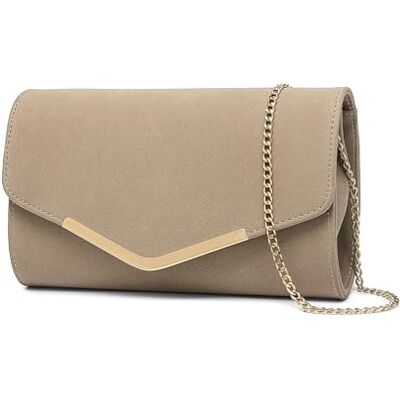 Miss Lulu Femme Pochette et Clutches Soirée, Sac Enveloppe Effet Daim à Chaîne - Publicité Miss Lulu Femme Pochette et Clutches Soirée, Sac Enveloppe Effet Daim à Chaîne - Publicité