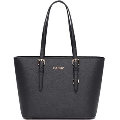 David Jones Sac à Main Shopping Femme Cabas Fourre-Tout Porté Epaule Cuir PU Anse Longue Shopper Capacité Taille Moyenne Cours Travail Sac Ville Elégant Noir - Publicité David Jones Sac à Main Shopping Femme Cabas Fourre-Tout Porté Epaule Cuir PU Anse Longue Shopper Capacité Taille Moyenne Cours Travail Sac Ville Elégant Noir - Publicité