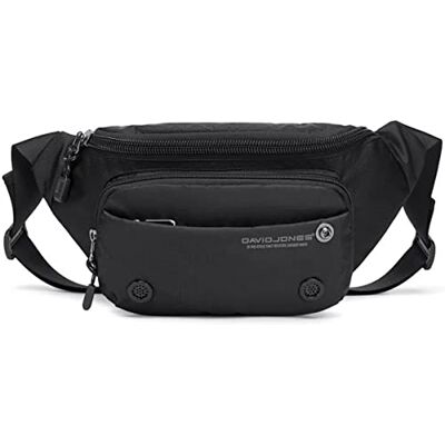 David Jones Sac Banane Homme Unisexe en Nylon Sac 4 Compartiments à Zip Sac Porté Epaule Travers Taille Ceinture Léger Souple Voyage Pratique Sport Travail Noir - Publicité David Jones Sac Banane Homme Unisexe en Nylon Sac 4 Compartiments à Zip Sac Porté Epaule Travers Taille Ceinture Léger Souple Voyage Pratique Sport Travail Noir - Publicité
