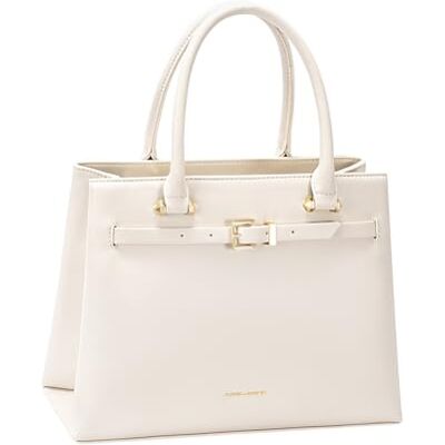 David Jones Sac à main femme grand format, double compartiment, similicuir lisse, bandoulière amovible, poches zippées (Almond Milk) - Publicité David Jones Sac à main femme grand format, double compartiment, similicuir lisse, bandoulière amovible, poches zippées (Almond Milk) - Publicité