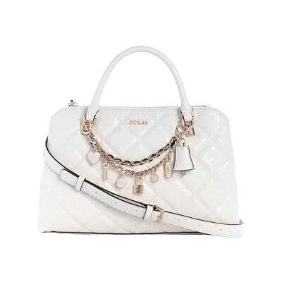 Guess Femme Libby 2 compartiments Satchel, Blanc cassé, Taille unique - Publicité Guess Femme Libby 2 compartiments Satchel, Blanc cassé, Taille unique - Publicité