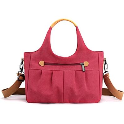 NICOLE & DORIS Sac à Main Femme Porté Epaule Sac Fourre Tout en Toile Sac Tissu Epaule Sac D'épaule Grande Capacité Sac Bandoulière Rétro Sac Cabas pour Shopping Voyage Rouge - Publicité NICOLE & DORIS Sac à Main Femme Porté Epaule Sac Fourre Tout en Toile Sac Tissu Epaule Sac D'épaule Grande Capacité Sac Bandoulière Rétro Sac Cabas pour Shopping Voyage Rouge - Publicité