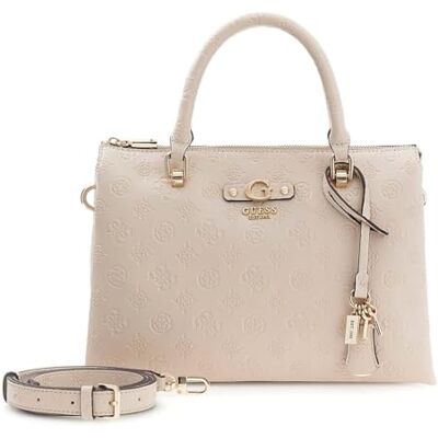 Guess sac à main sac à épaule bandoulière Dita Multi Compartment Satchel Light Taupe Logo beige - Publicité Guess sac à main sac à épaule bandoulière Dita Multi Compartment Satchel Light Taupe Logo beige - Publicité