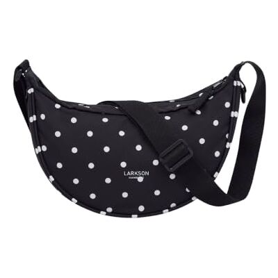 LARKSON Sac Bandoulière Femme & Homme Noir Solveig Small Sac bandoulière style demi-lune, sac à épaule demi-rond, design moon bag, résistant à l'eau - Publicité LARKSON Sac Bandoulière Femme & Homme Noir Solveig Small Sac bandoulière style demi-lune, sac à épaule demi-rond, design moon bag, résistant à l'eau - Publicité