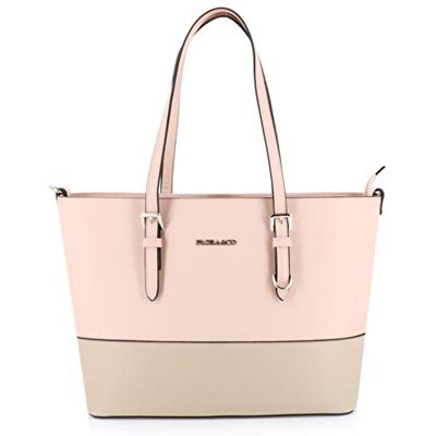 flora & co Sac à Main Femme Bicolore Cabas Fourre-Tout Simili Cuir PU Rigide Sac Elégant Ville Travail Lycée Shopper Porté Epaule Grande Capacité A4 Mode Chic Rose Beige - Publicité flora & co Sac à Main Femme Bicolore Cabas Fourre-Tout Simili Cuir PU Rigide Sac Elégant Ville Travail Lycée Shopper Porté Epaule Grande Capacité A4 Mode Chic Rose Beige - Publicité