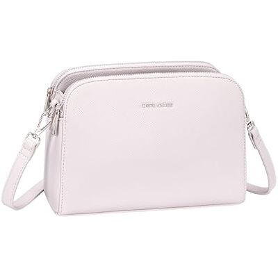 David Jones Sac Bandoulière Femme, Triple Compartiment Zippé, Similicuir Souple, Pochette Ville Compacte, Bandoulière Ajustable et Amovible (Snow Lilac) - Publicité David Jones Sac Bandoulière Femme, Triple Compartiment Zippé, Similicuir Souple, Pochette Ville Compacte, Bandoulière Ajustable et Amovible (Snow Lilac) - Publicité