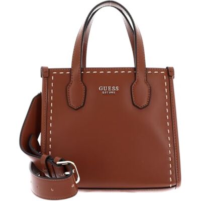 Guess sac à main sac à épaule Silvana 2 Compartment Mini Tote Cognac brun - Publicité Guess sac à main sac à épaule Silvana 2 Compartment Mini Tote Cognac brun - Publicité