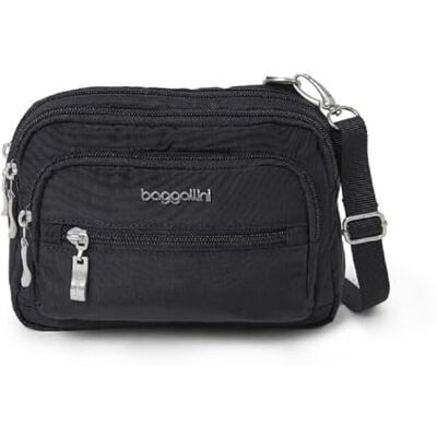 Baggallini Sac à Triple Fermeture éclair pour Femme, Taille Unique, Noir, Taille Unique, Mini Sac à bandoulière Triple Fermeture éclair - Publicité Baggallini Sac à Triple Fermeture éclair pour Femme, Taille Unique, Noir, Taille Unique, Mini Sac à bandoulière Triple Fermeture éclair - Publicité