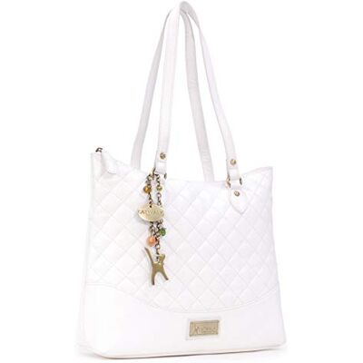 Tigi Collection Handbags Sac Porté Èpaule Femme Cuir Sac Cabas Matelassé Sac Fourre Tout Fermeture Éclair Grand/Moyen Blanc - Publicité Tigi Collection Handbags Sac Porté Èpaule Femme Cuir Sac Cabas Matelassé Sac Fourre Tout Fermeture Éclair Grand/Moyen Blanc - Publicité