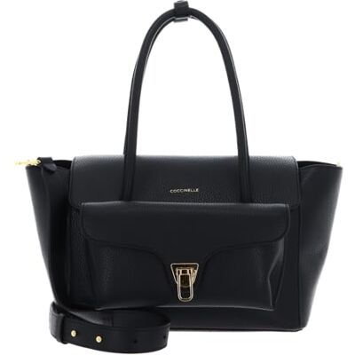 Coccinelle Cuir sac à main sac à épaule bandoulière Double Beat Grained Leather Handbag Noir - Publicité Coccinelle Cuir sac à main sac à épaule bandoulière Double Beat Grained Leather Handbag Noir - Publicité