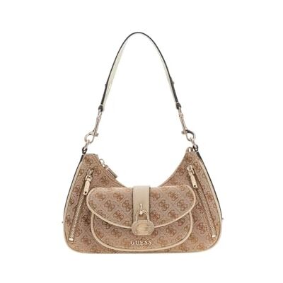 Guess sac à épaule Jessa Shoulder Bag Latte Logo marron clair - Publicité Guess sac à épaule Jessa Shoulder Bag Latte Logo marron clair - Publicité