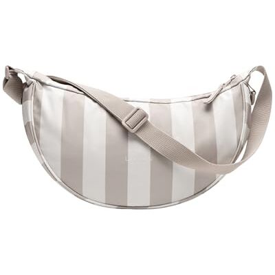 LARKSON Sac Bandoulière Femme & Homme Beige Solveig Medium Sac bandoulière style demi-lune, sac à épaule demi-rond, design moon bag, résistant à l'eau - Publicité LARKSON Sac Bandoulière Femme & Homme Beige Solveig Medium Sac bandoulière style demi-lune, sac à épaule demi-rond, design moon bag, résistant à l'eau - Publicité