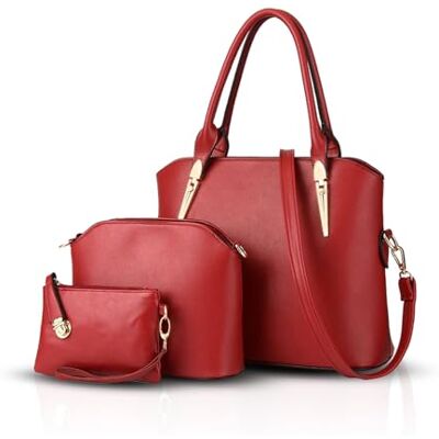 NICOLE & DORIS NICOLE&DORIS Femmes Sacs à Main 3Pcs Sacs à Main Dames Sac Fourre-Tout Sacs à bandoulière Sac porté épaule rouge - Publicité NICOLE & DORIS NICOLE&DORIS Femmes Sacs à Main 3Pcs Sacs à Main Dames Sac Fourre-Tout Sacs à bandoulière Sac porté épaule rouge - Publicité