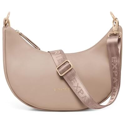 Expatrié Sac Bandoulière Femmes Lea Small Half Moon Bag Sac Banane avec Sangle Réglable Sacoche Demi Lune en Cuir Végétalien Imperméable - Publicité Expatrié Sac Bandoulière Femmes Lea Small Half Moon Bag Sac Banane avec Sangle Réglable Sacoche Demi Lune en Cuir Végétalien Imperméable - Publicité
