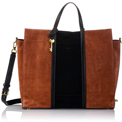 Fossil Sac pour femmes Carmen, Cuir/cuir, polyuréthane, garniture en daim Fourretout brun/noir 38,1 cm L x 15,9 cm l x 33 cm H - Publicité Fossil Sac pour femmes Carmen, Cuir/cuir, polyuréthane, garniture en daim Fourretout brun/noir 38,1 cm L x 15,9 cm l x 33 cm H - Publicité