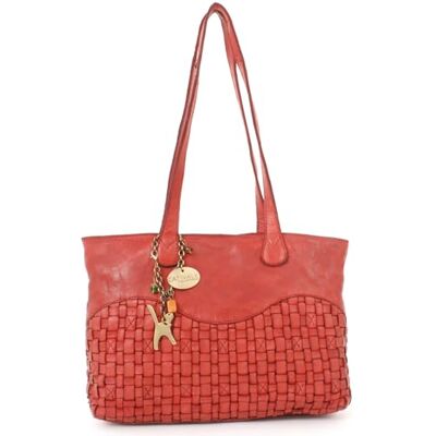 Tigi Collection Handbags Sac Porté Èpaule Femme en Cuir Tressé Sac Cabas Moyen Sac à Main Multipoches MATILDA Rouge - Publicité Tigi Collection Handbags Sac Porté Èpaule Femme en Cuir Tressé Sac Cabas Moyen Sac à Main Multipoches MATILDA Rouge - Publicité